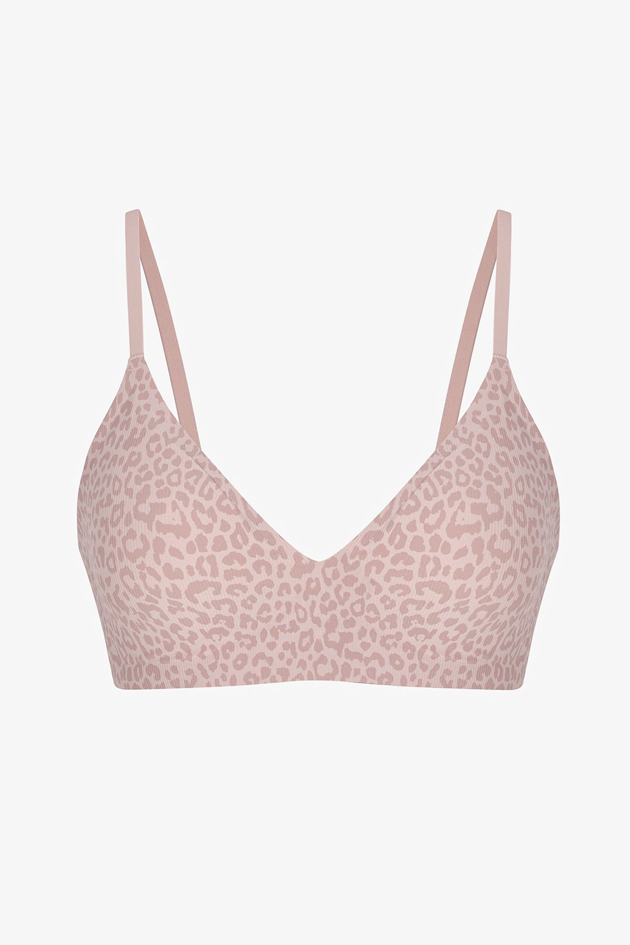 PENTI Invisible Ribbed Triangle Leopard Patterned Removable Padded Bra