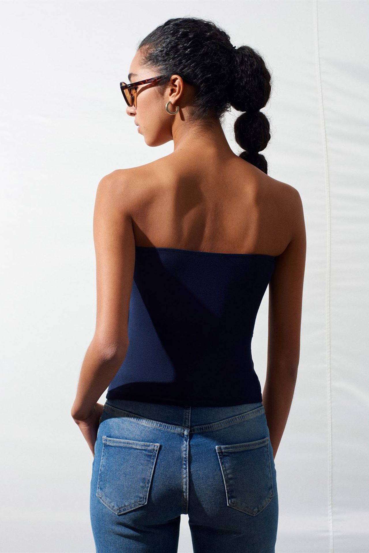 DILVIN Slim Fit Strapless Bandeau Blouse 2