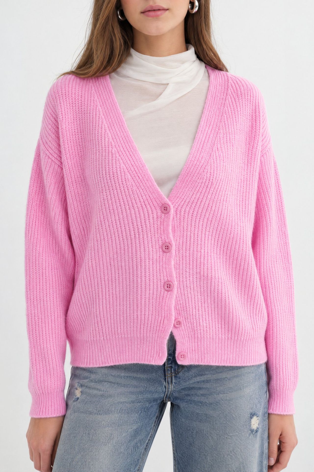 Mixray Textured V-Neck Button Cardigan 3