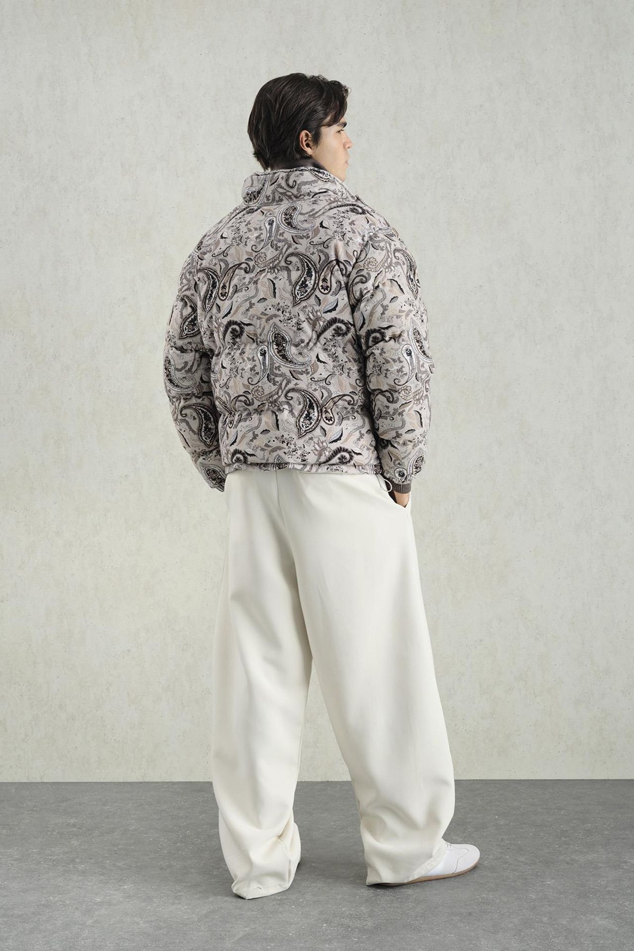 GIESTO Patterned Bomber Puffer Jacket with Zipper Collar 2