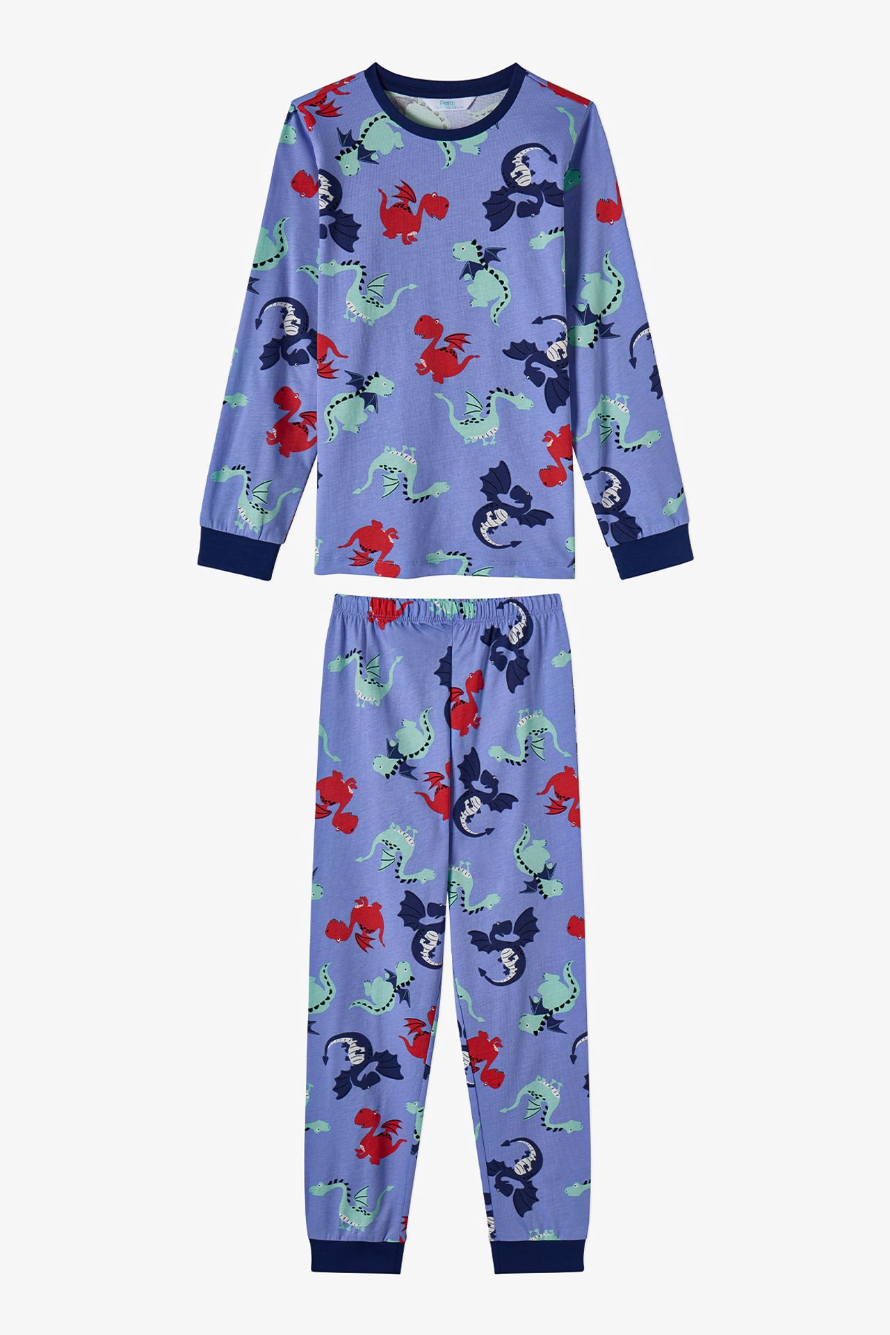 PENTI Boys' Dragon Repeat Cotton Long Sleeve Pajama Set 1