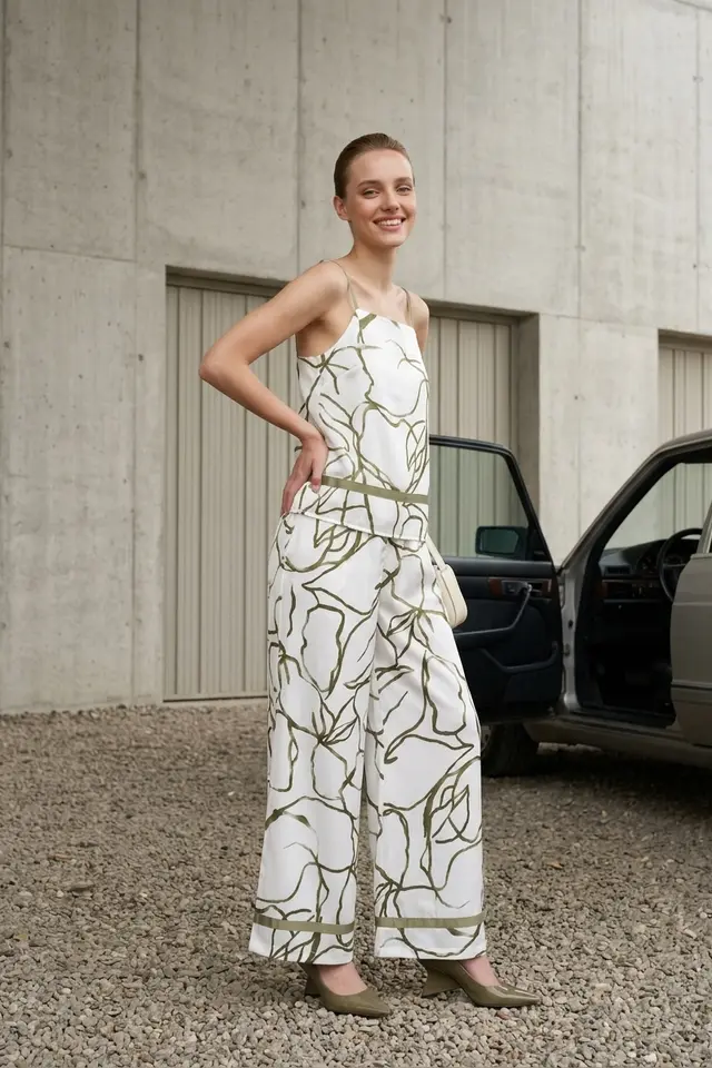 MY FASHION Lyocell Satin Two-Piece Coord