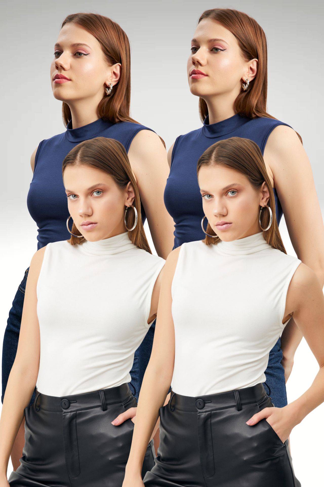 BIPANTOLON Kadın 4'lü Yarım Balıkçı Yaka Body 1