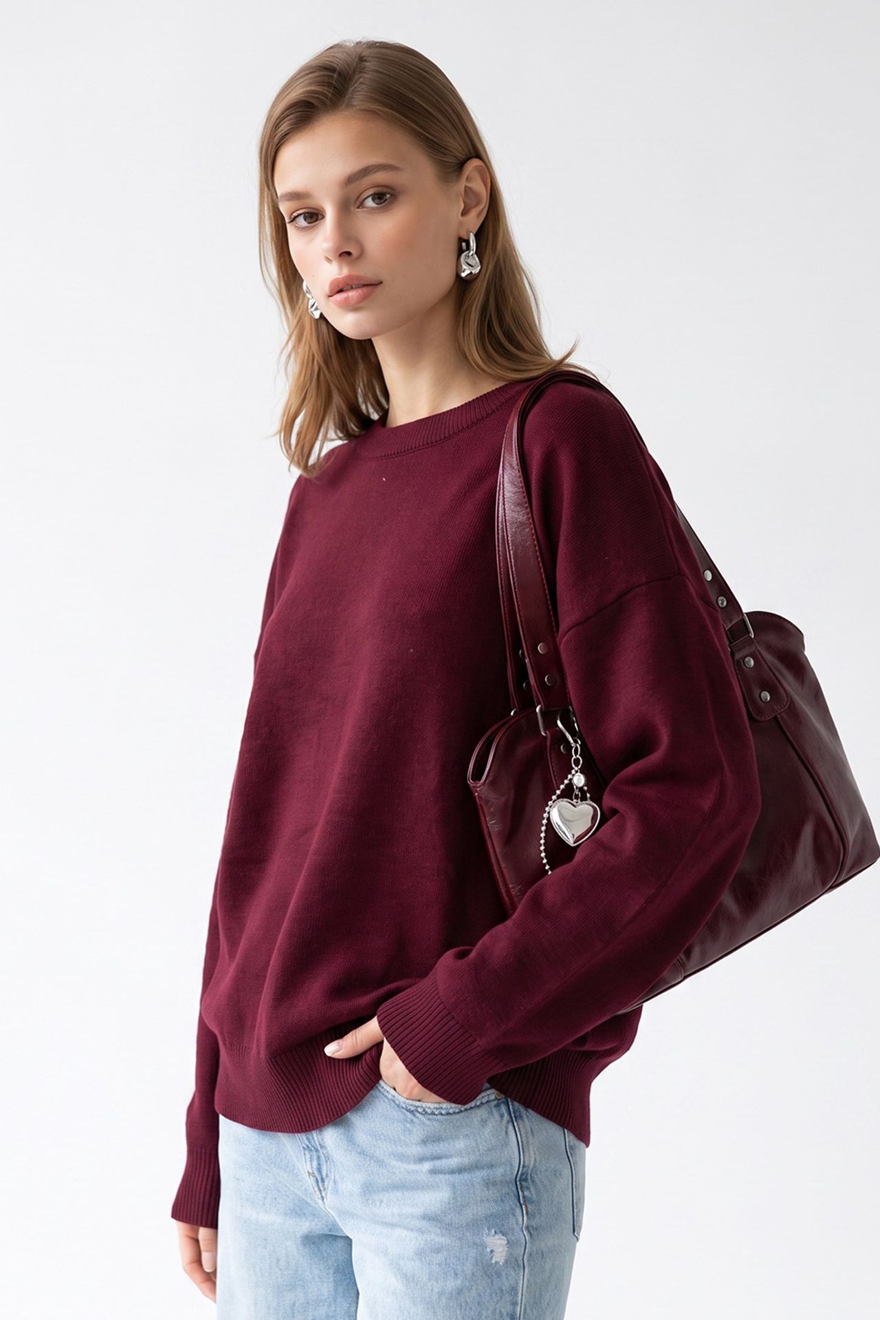 MIXRAY Oversized Ribbed Knit Sweater 4