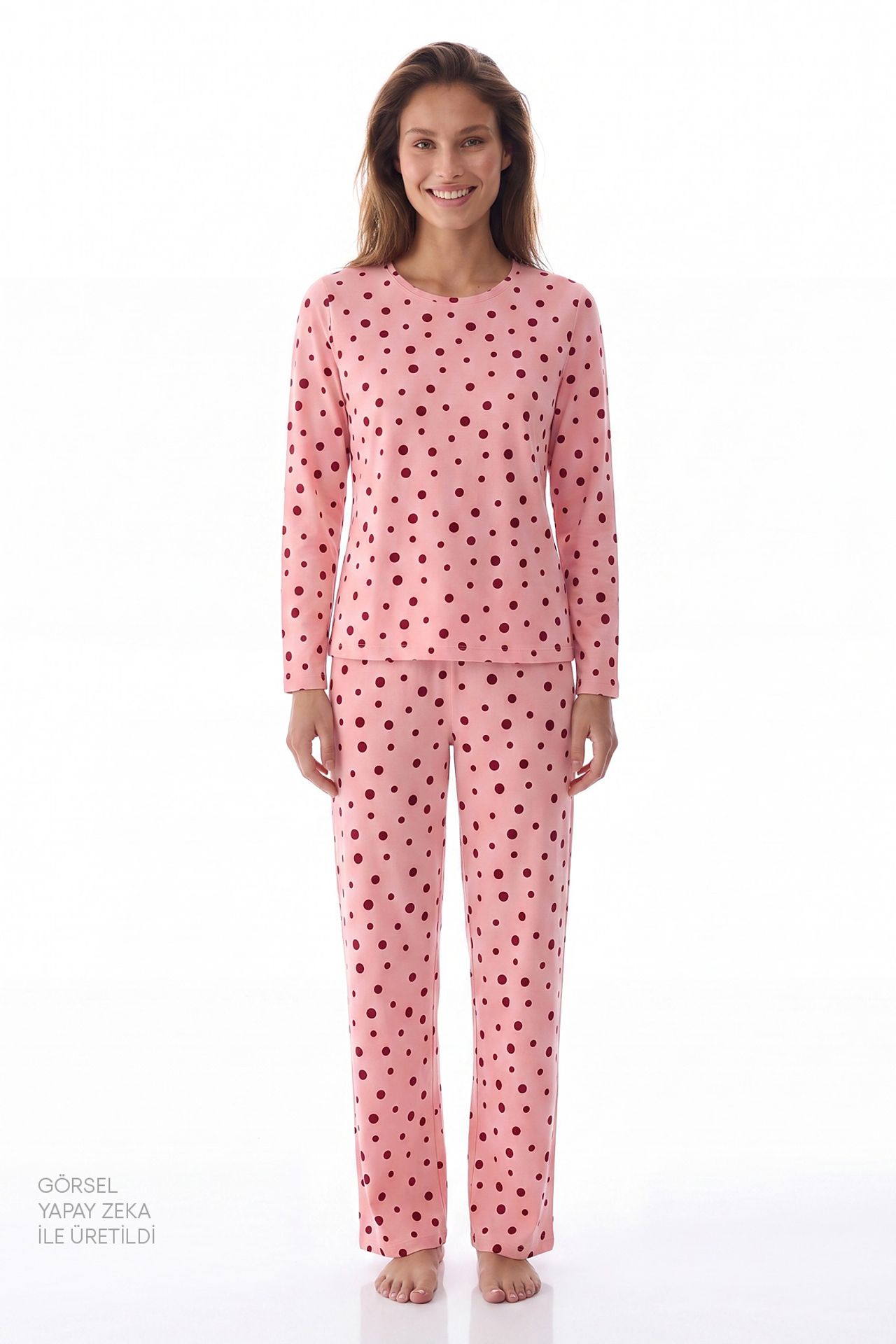 PENTI Berry Polka Dot Long Sleeve Pajama Set 1