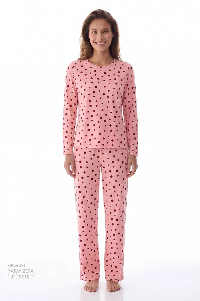 PENTI Berry Polka Dot Long Sleeve Pajama Set