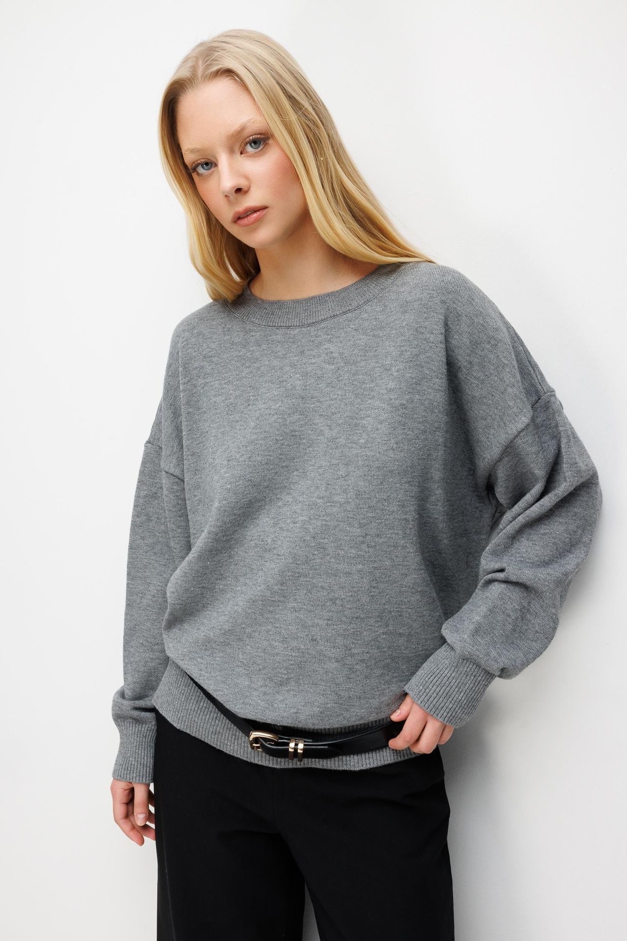 MIXRAY Oversize Fitilli Örgü Kazak 1