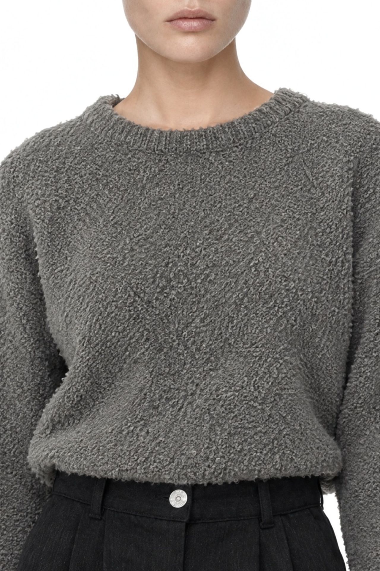 Mixray Plush Textured Crop Knit Sweater 2