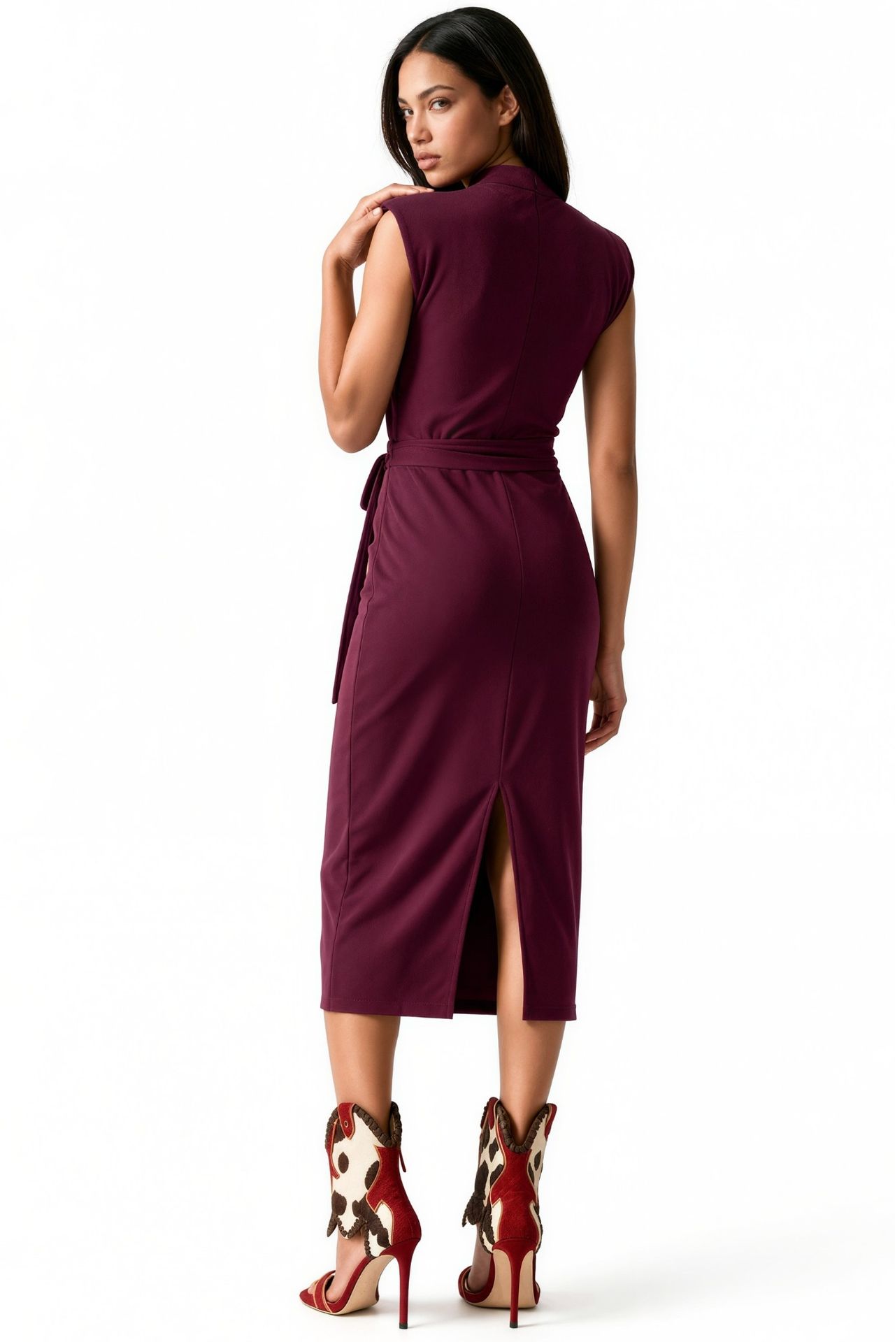 BUSEM Sleeveless Fitted Midi Dress With Tie Detail 3
