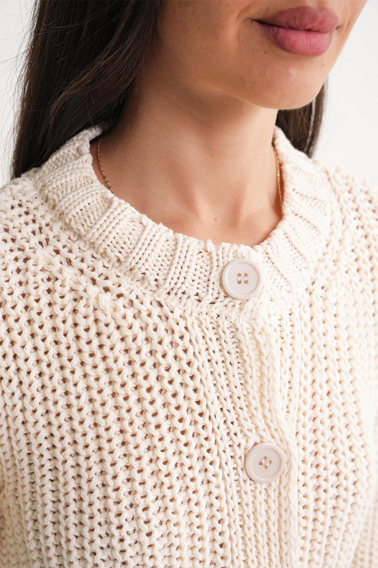 Mixray Textured Ribbed Knit Cardigan with Buttons 6
