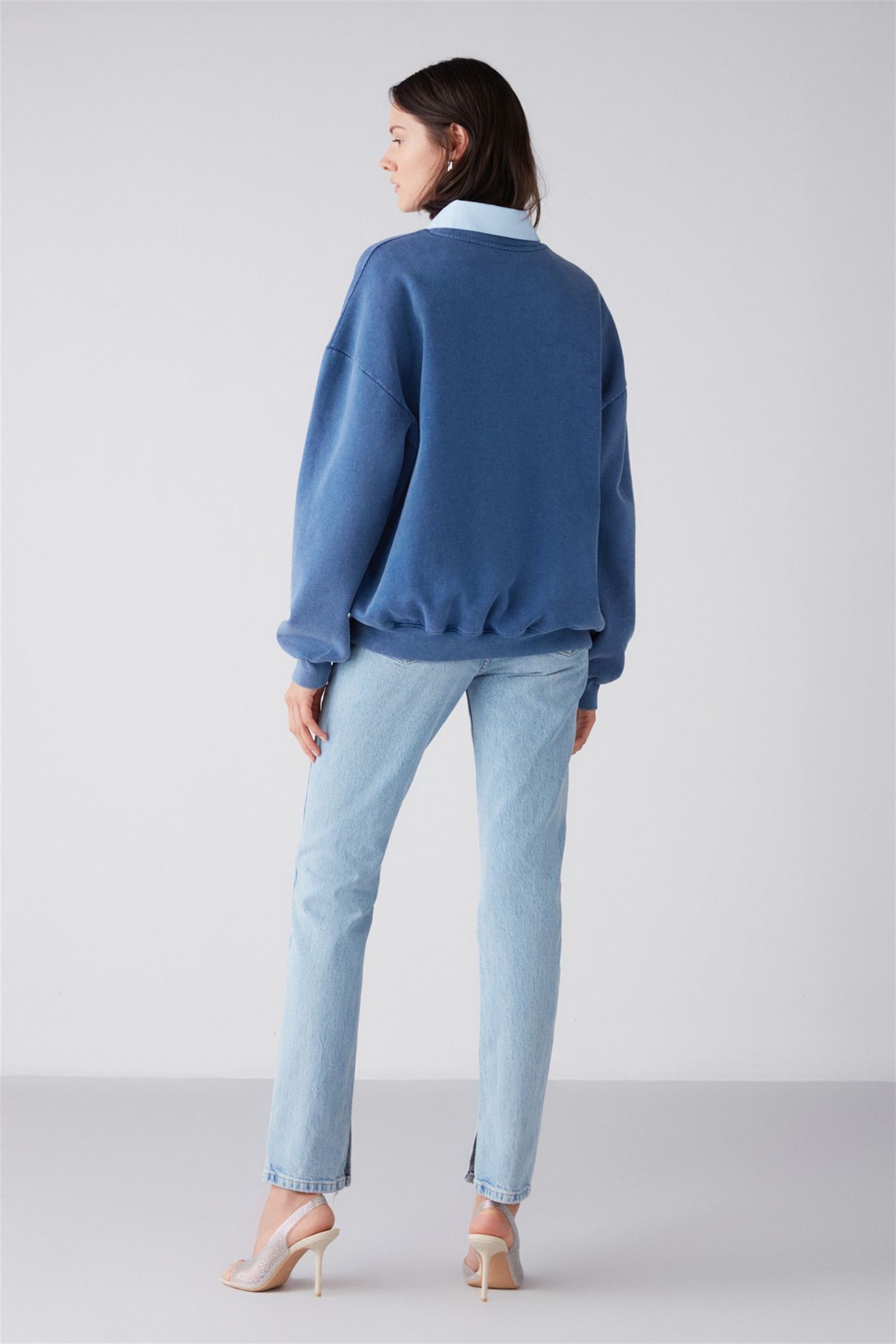 GRIMELANGE Baskılı Oversize Bisiklet Yaka Sweatshirt 6