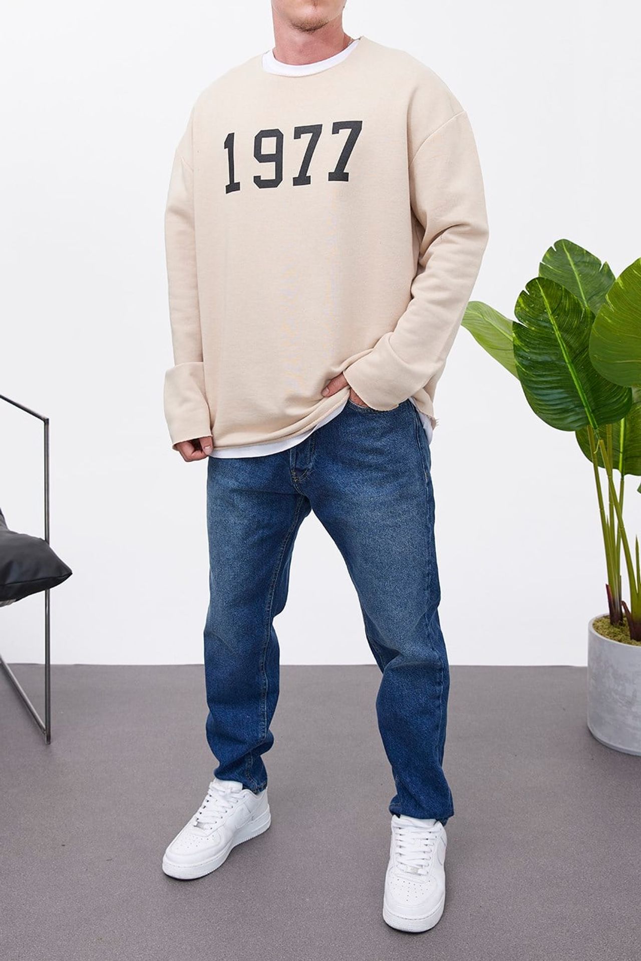 NOMARC Baskılı Bisiklet Yaka Sweatshirt 1