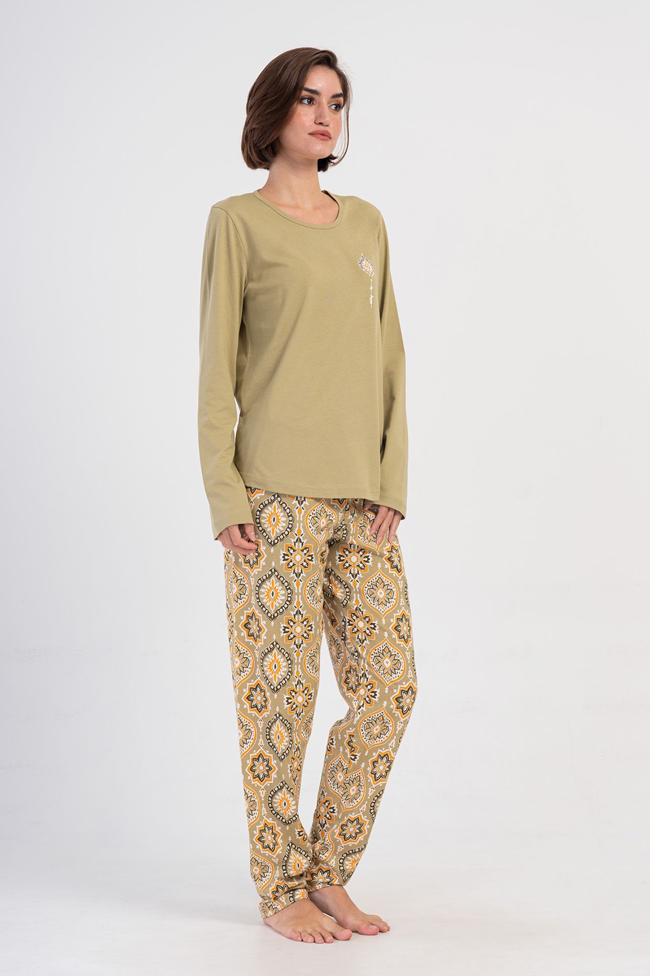 YAKE Uzun Kollu İki Parçalı Pijama Takımı 2