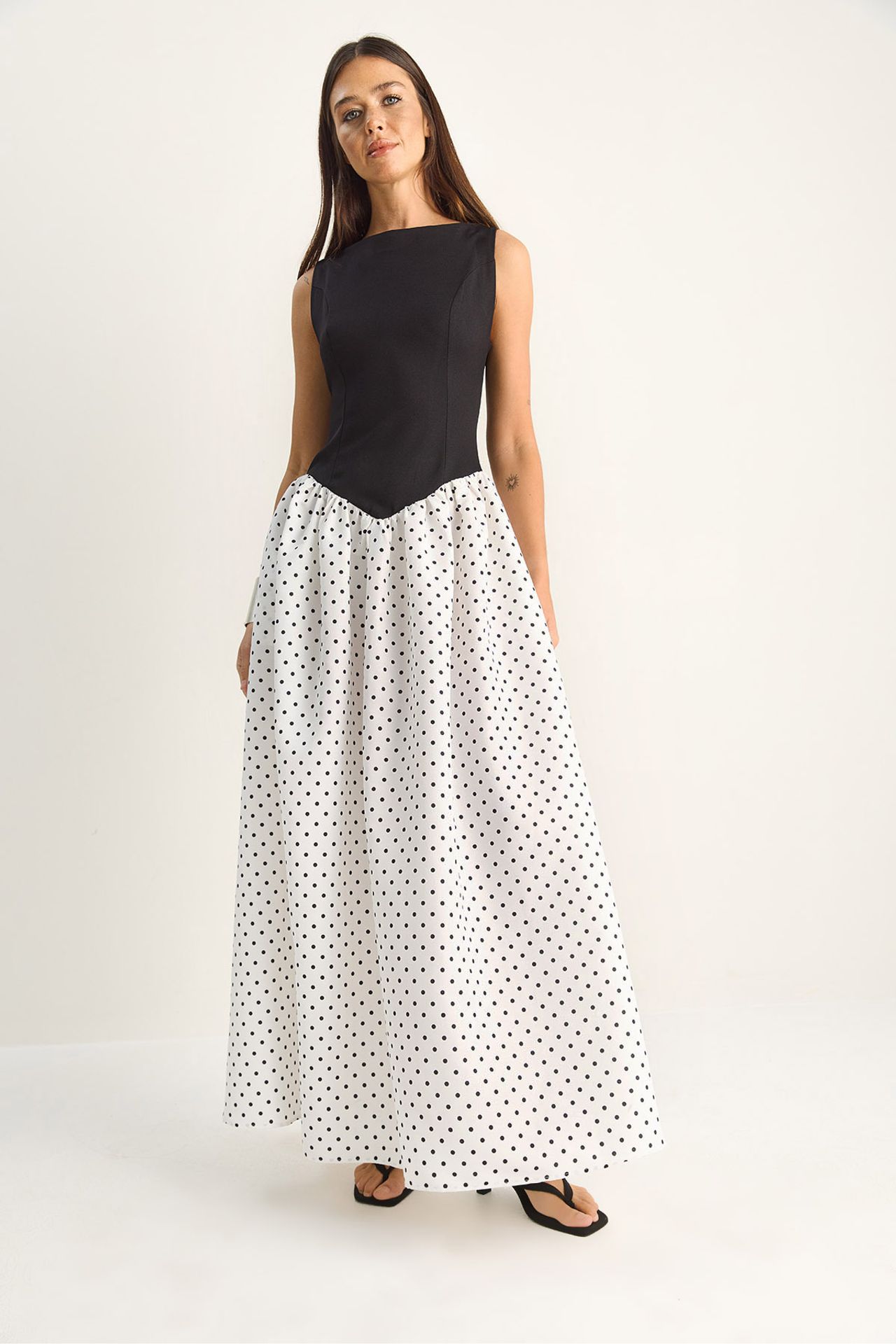 LUCCI Women's Polka Dot Maxi Dress With Pocket