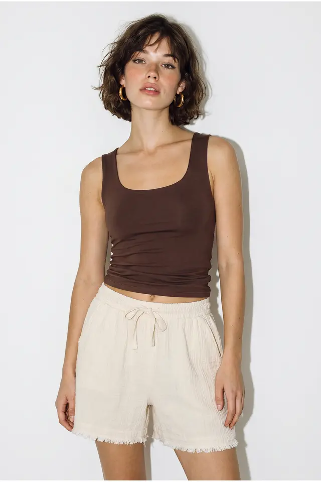 LUCCI High-Waist Wide-Leg Cotton Shorts