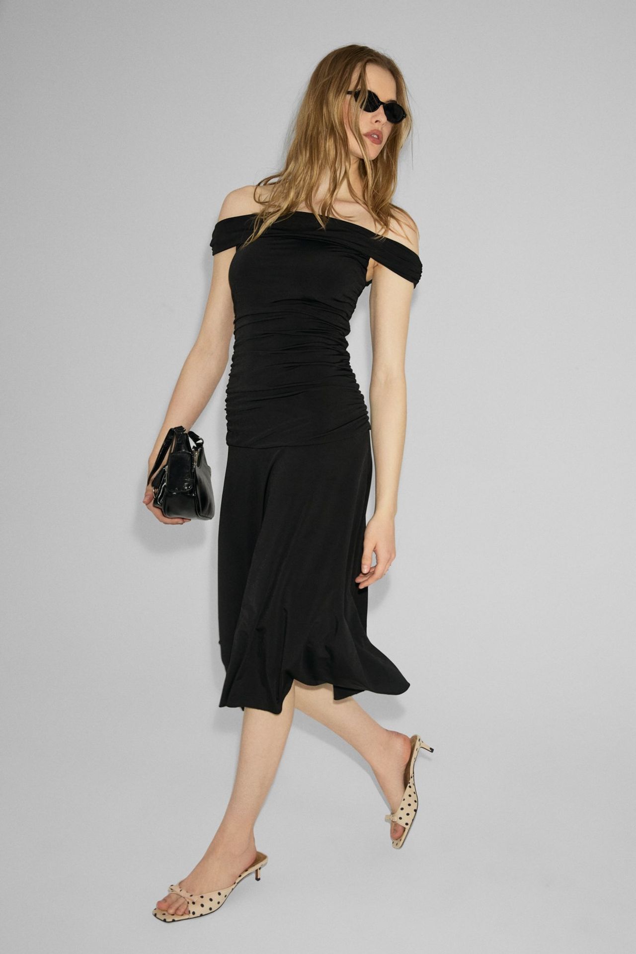 ETHIQUET Shirred Boat Neck Midi Dress 5