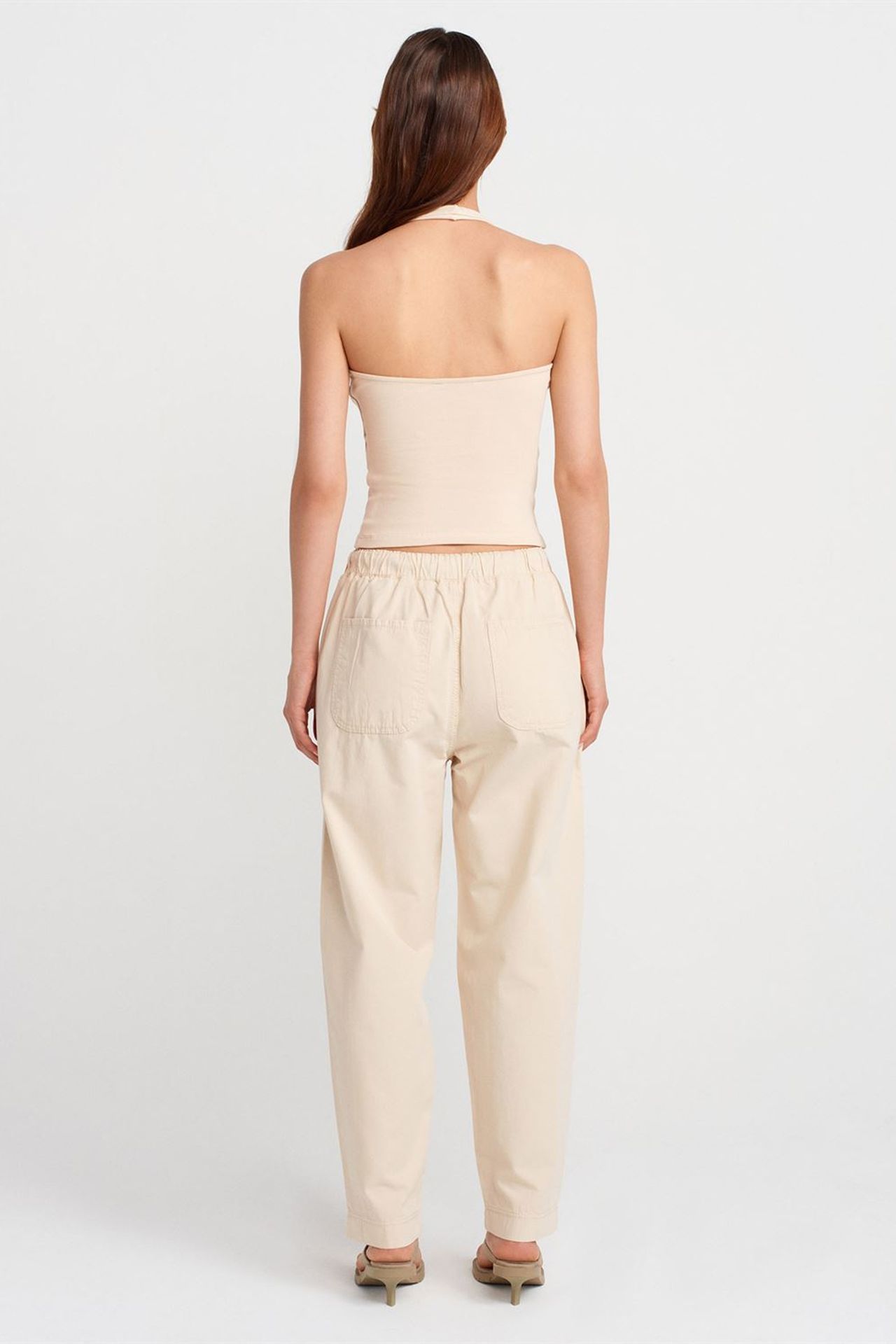 DILVIN Pamuk Poplin Düz Paça Jogger Pantolon 2