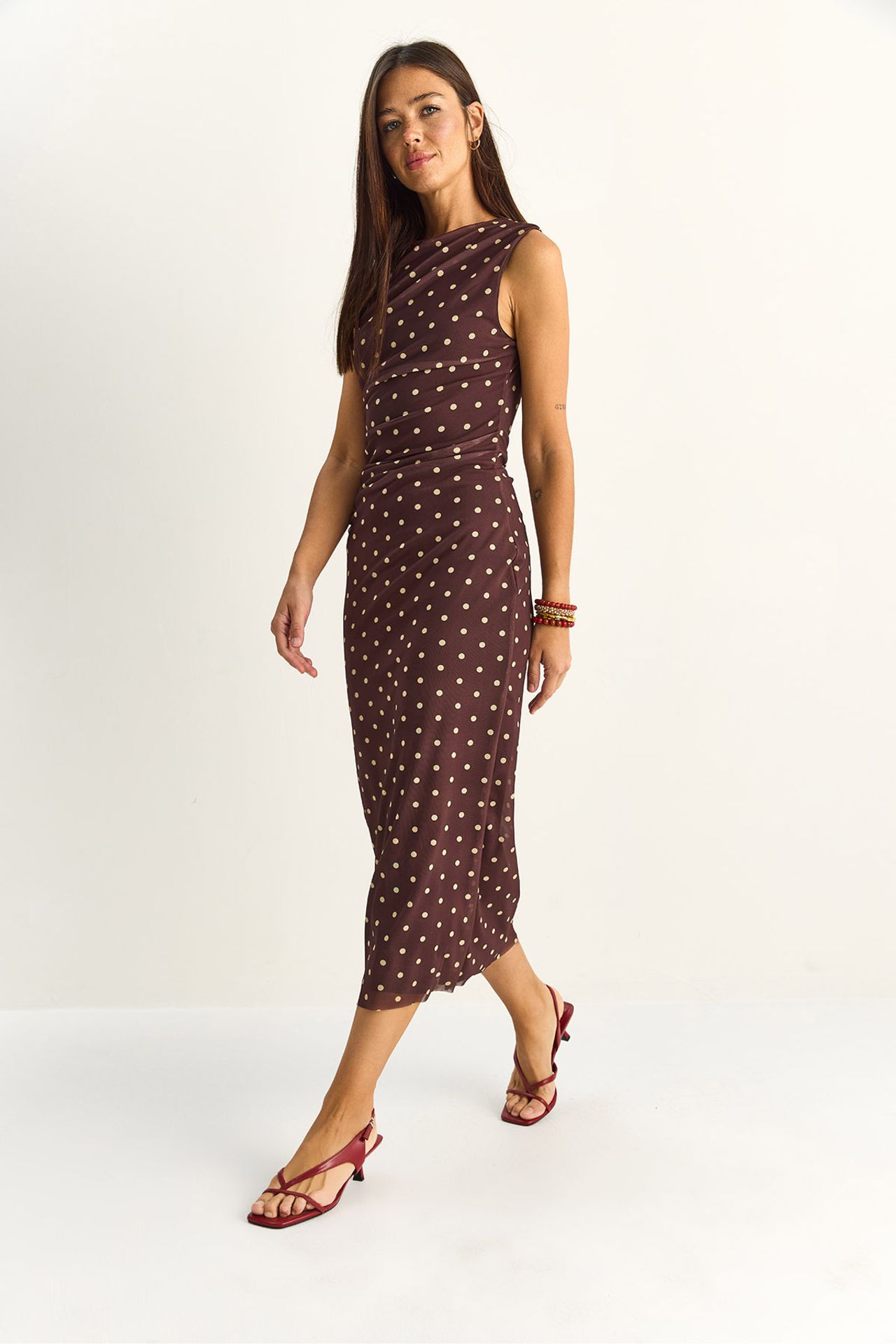 LUCCI Polka Dot Bodycon Midi Dress 4