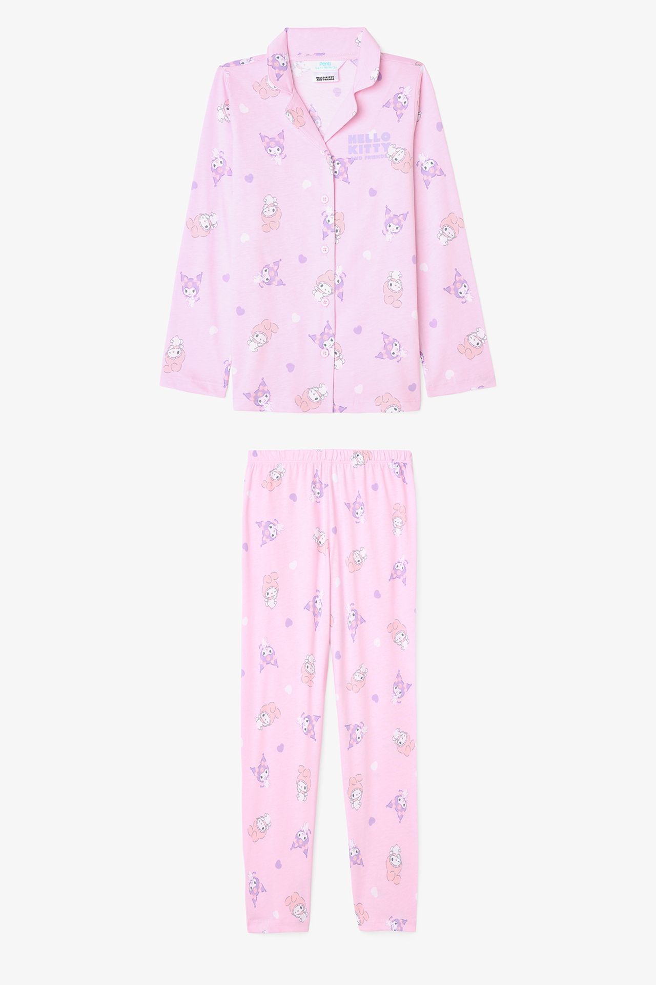 PENTI Girls' Kuromi Friends Long Sleeve Cotton Pajama Set 1