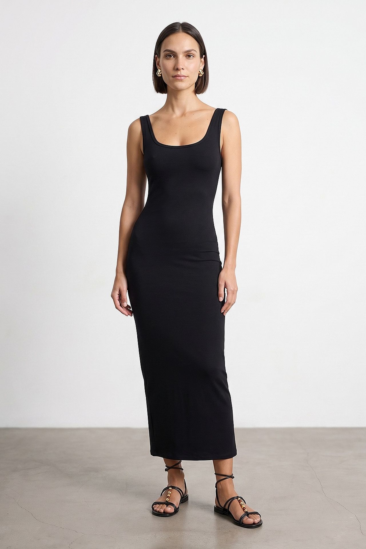 DILVIN Sleeveless Bodycon Midi Dress