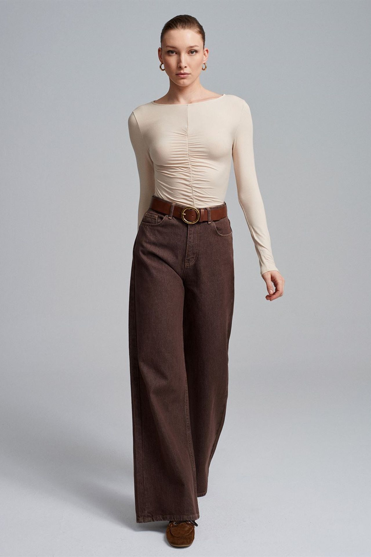 DILVIN Slim Fit Kayık Yaka Uzun Kollu Bluz 5