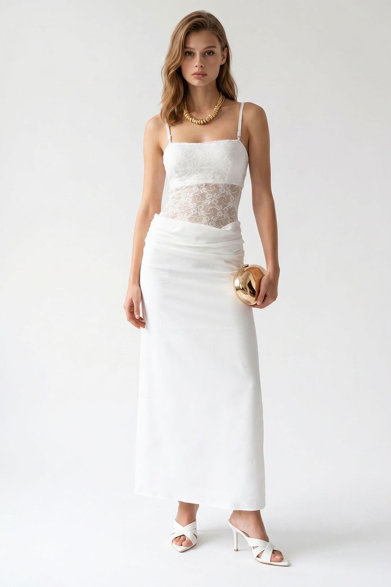 MIXRAY Sleeveless Satin Maxi Dress With Square Neckline 1