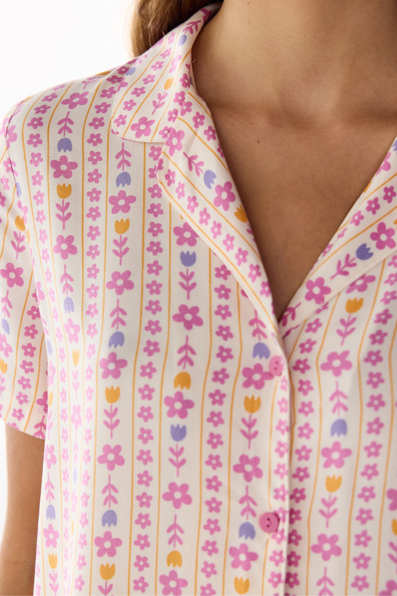 PENTI Flora Floral Short Sleeve Shirt Trousers Pajama Set 4