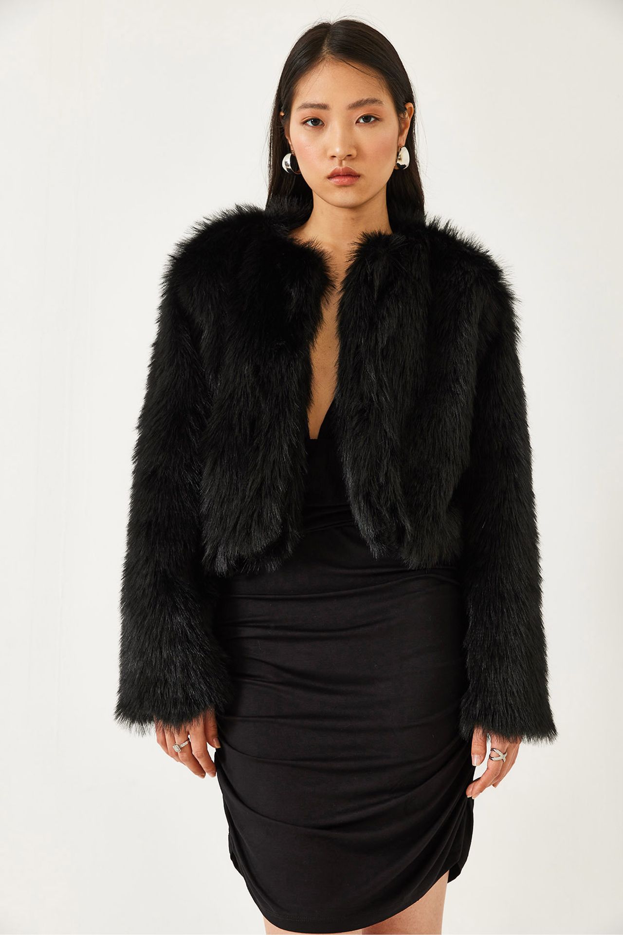 LUCCI Boxy Crop Faux Fur Coat 2