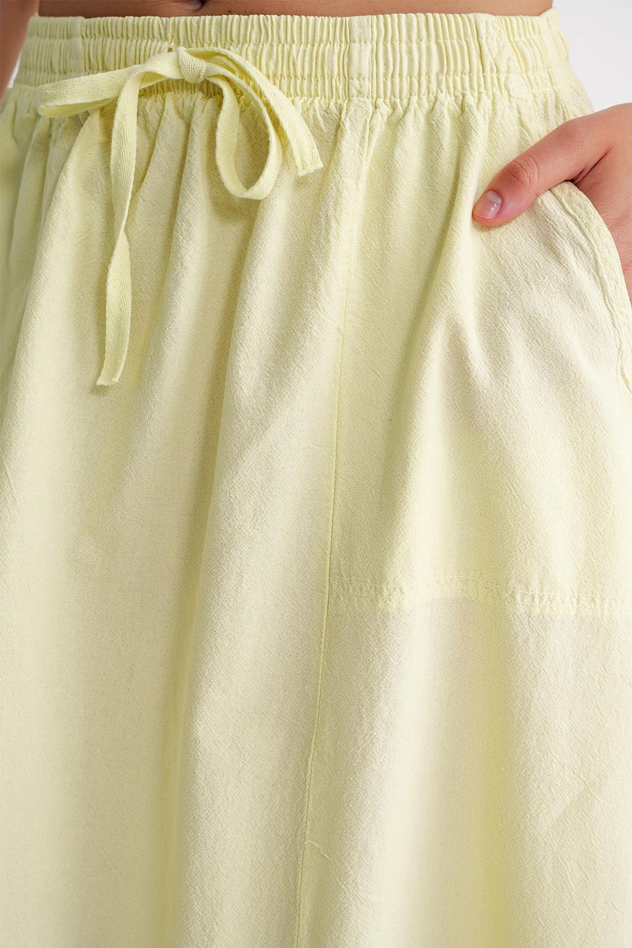 Mixray High-Waisted Poplin Skirt with Drawstring Detail 6