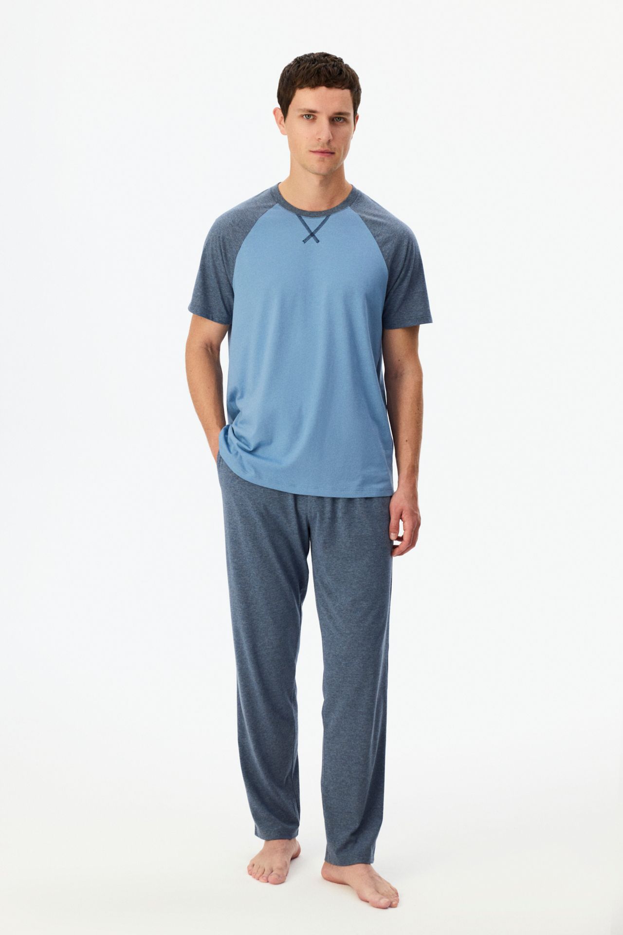 PENTI Men's Tailored Pajama Set With Short Sleeves 1