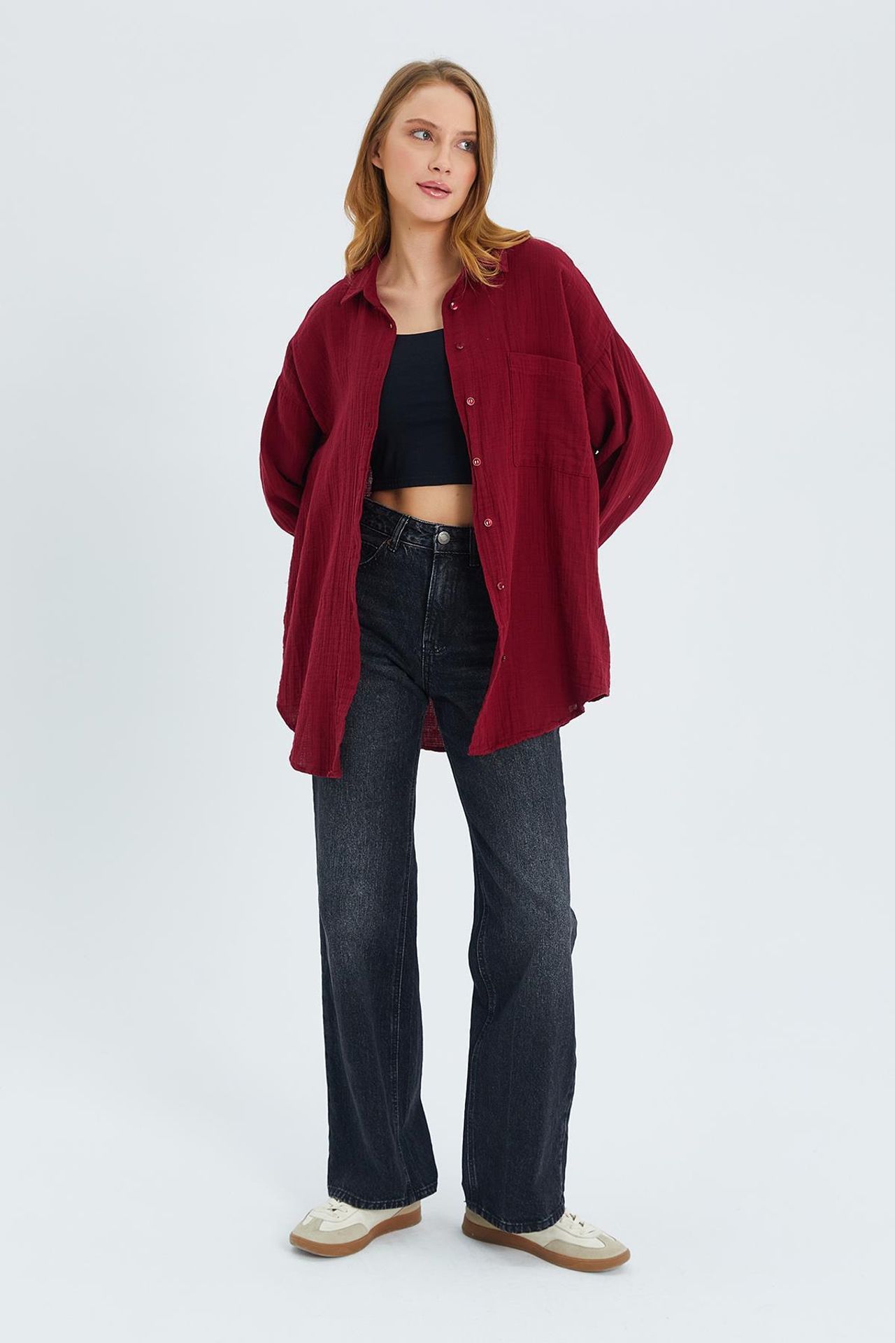 Mixray Oversize Shirt with Pocket Detail 2