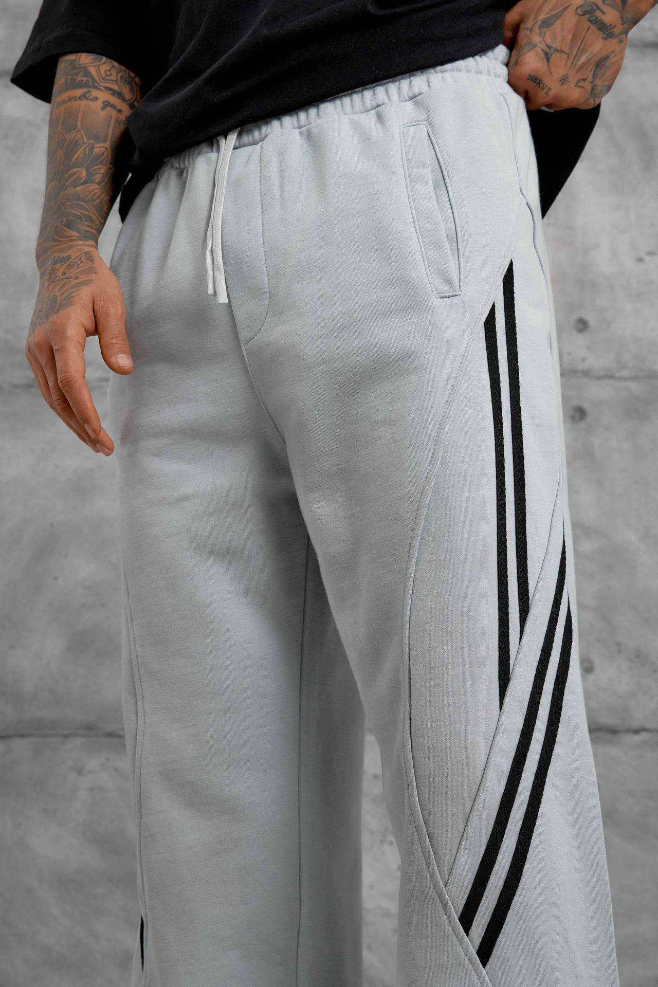 NOMARC Çizgili Bol Geniş Paça Jogger Pantolon 5