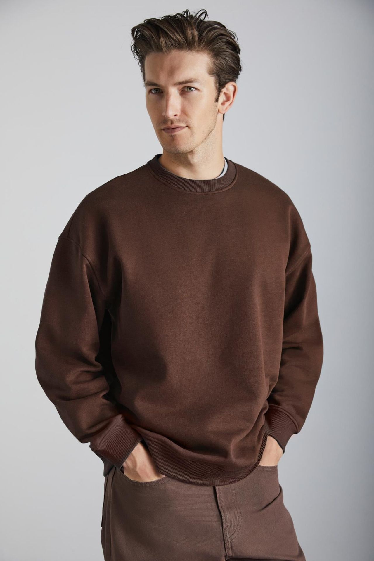 GRIMELANGE Bol Kesim Fitilli Bisiklet Yaka Sweatshirt 1