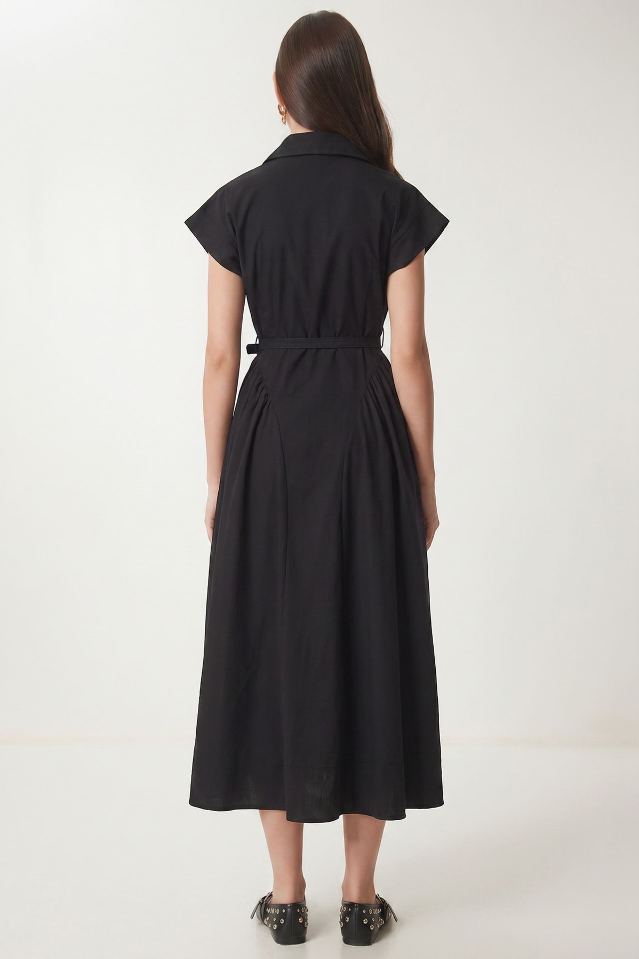 ISTANBUL Belted Poplin Shirt Midi Dress 5