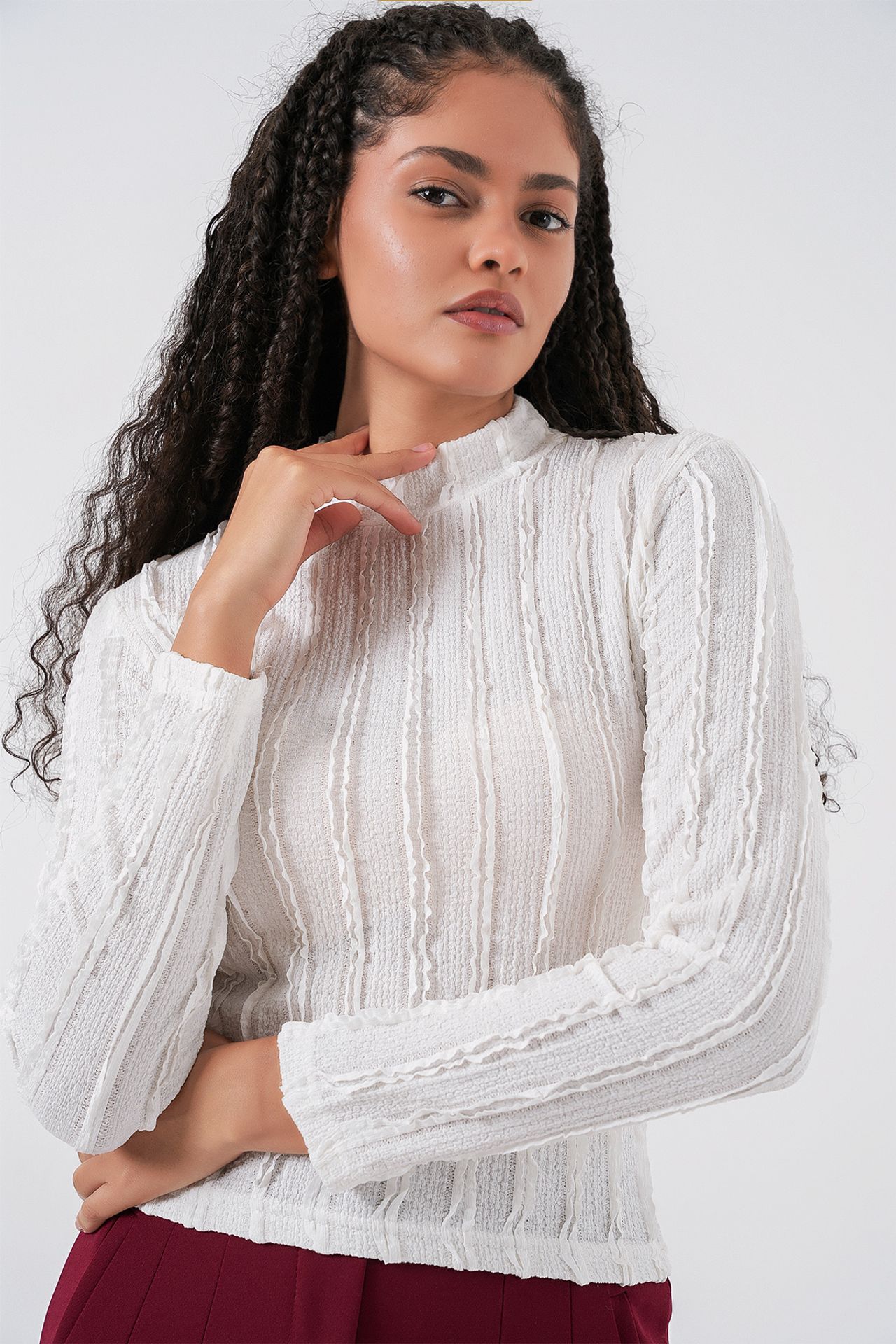 BDART Textured Slim Fit Half Turtleneck Blouse 3