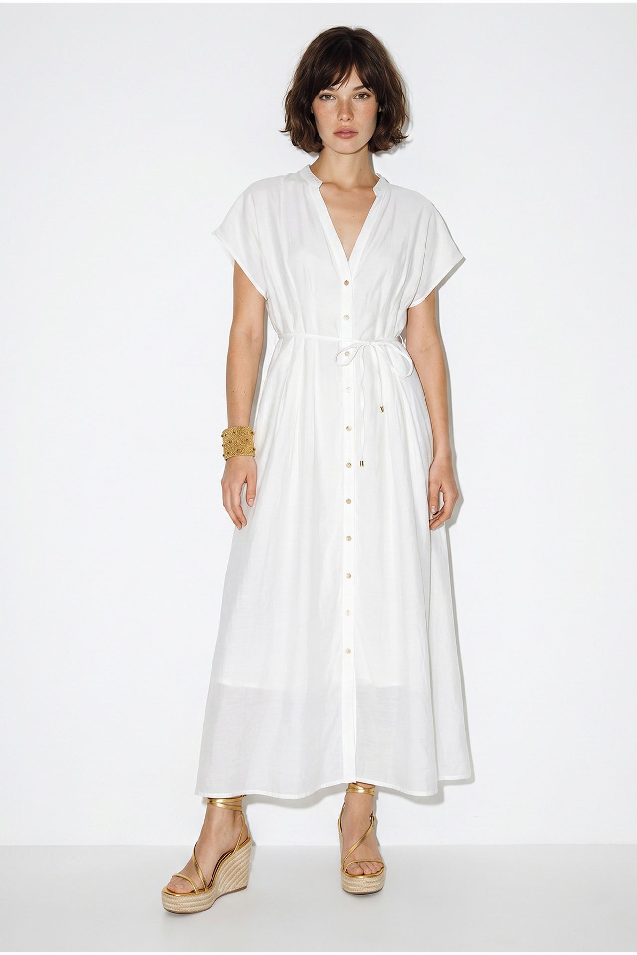 LUCCI A-line Midi Dress With V-neck And Buttons 4