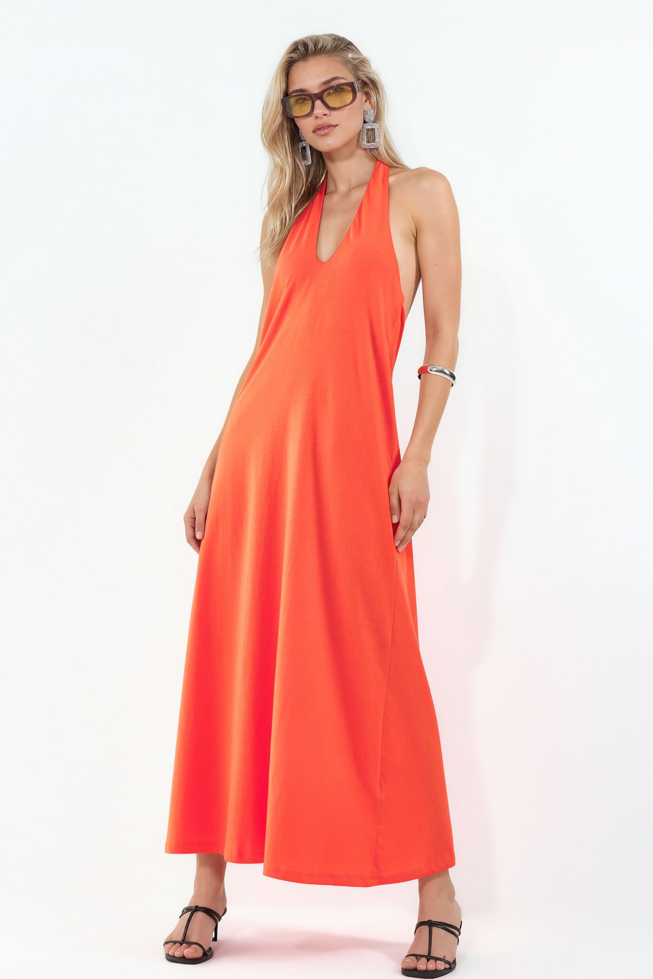 BUSEM Cotton Midi Halter Dress With Slit 1