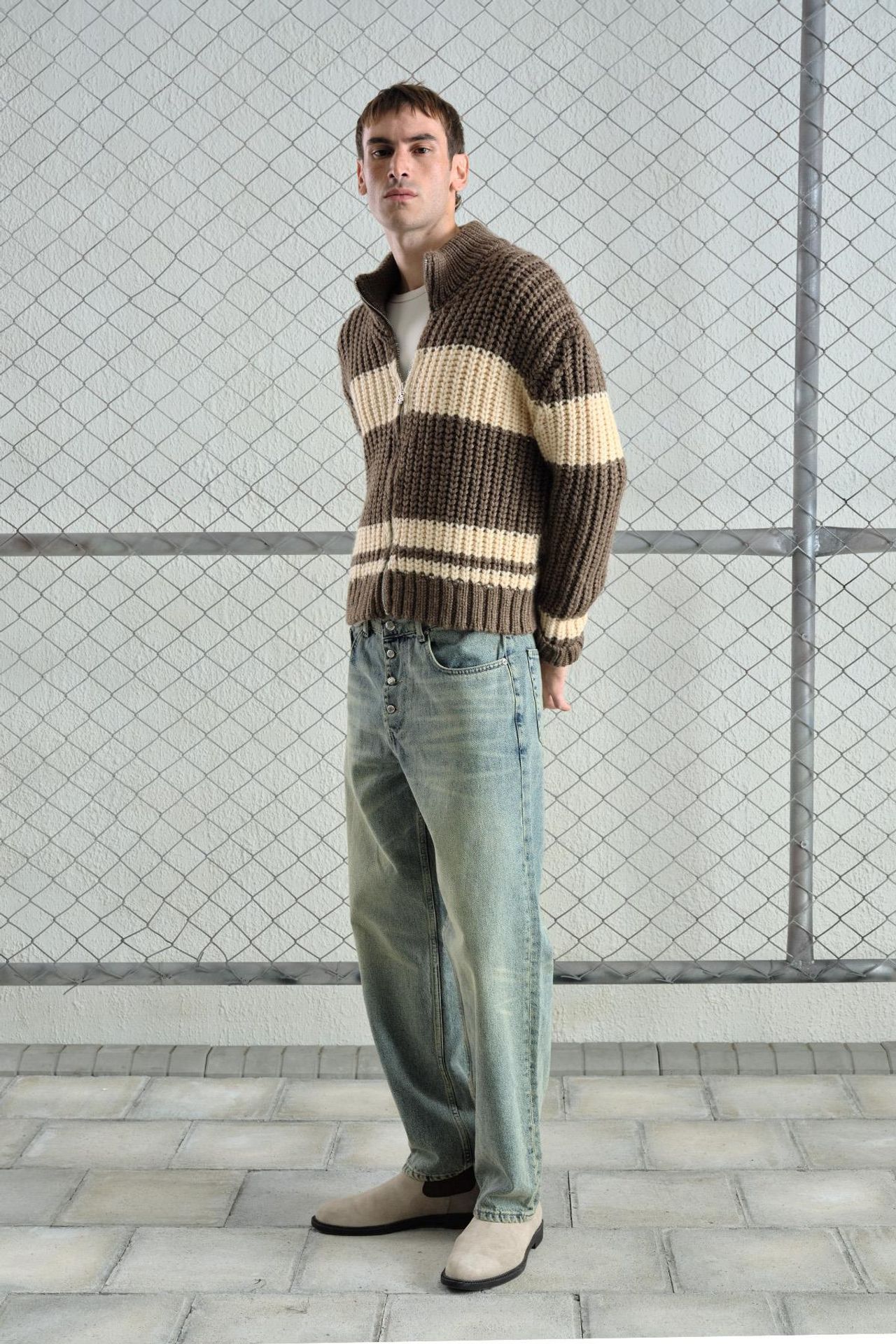 GIESTO Regular Fit Striped Knitwear Sweater with Zipper Collar 4