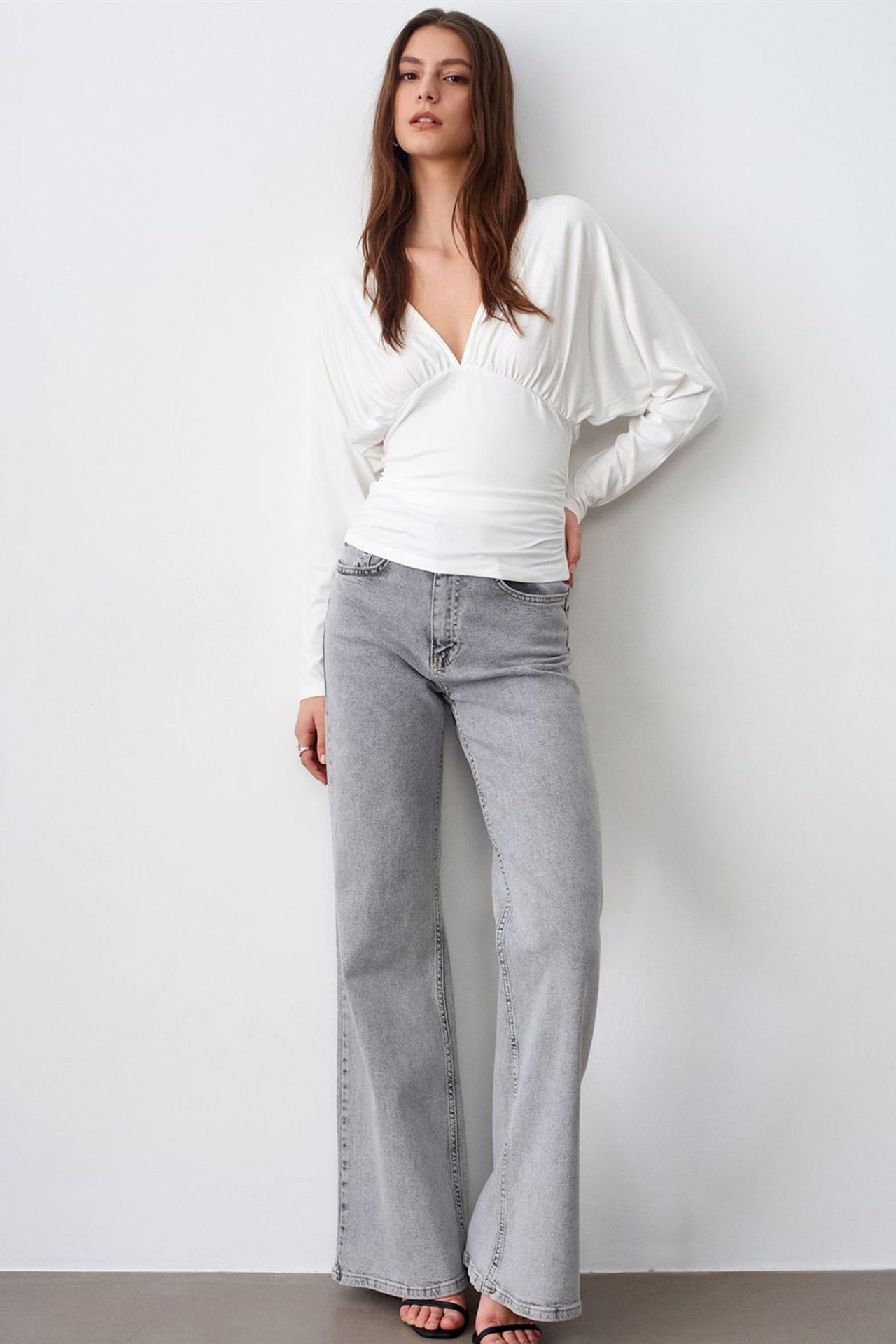 DILVIN Slim Fit V Yaka Kruvaze Bluz 1