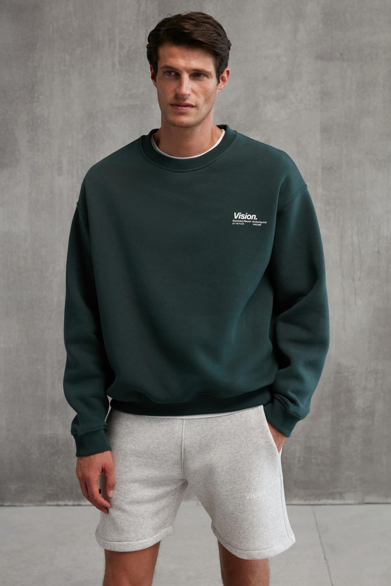 GRIMELANGE Baskılı Geniş Kalıp Bisiklet Yaka Sweatshirt 2