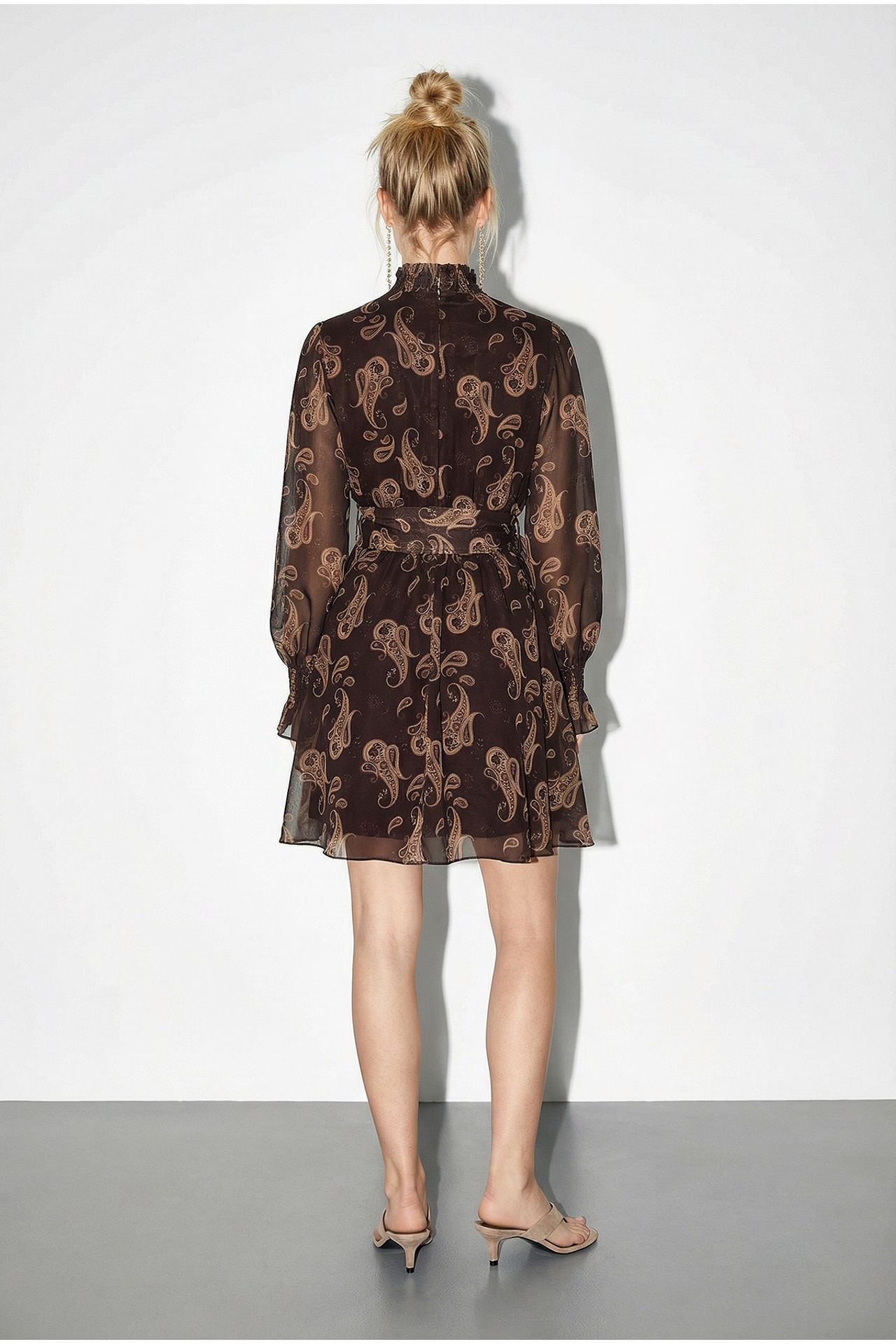 LUCCI Belted Paisley Print Turtleneck Mini Dress 5