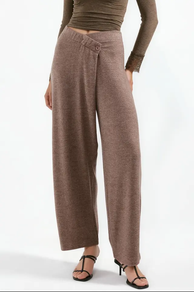 BUSEM High-Waist Wide-Leg Crepe Trousers