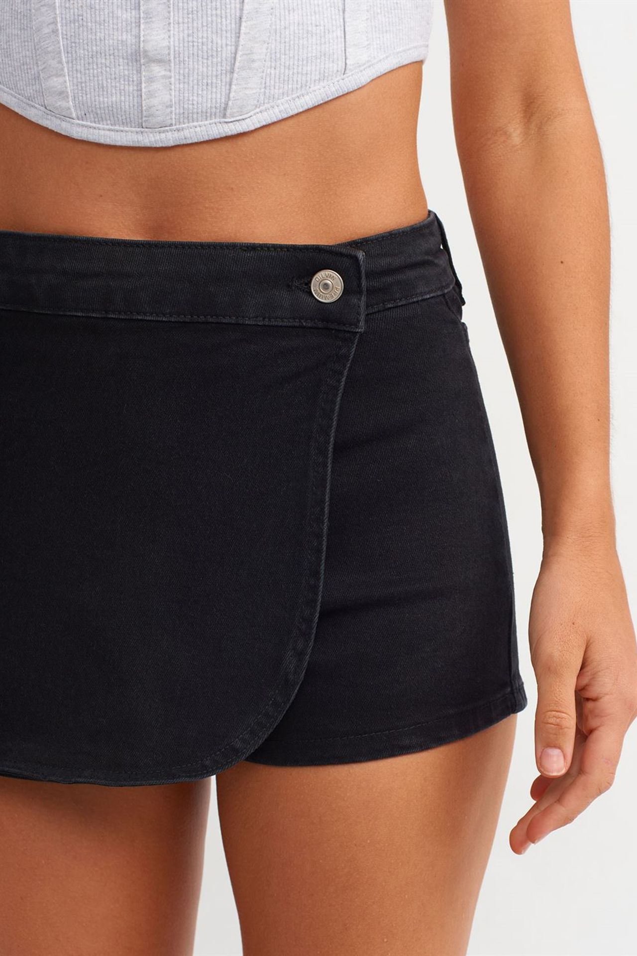 DILVIN Yüksek Bel Denim Mini Etek 3