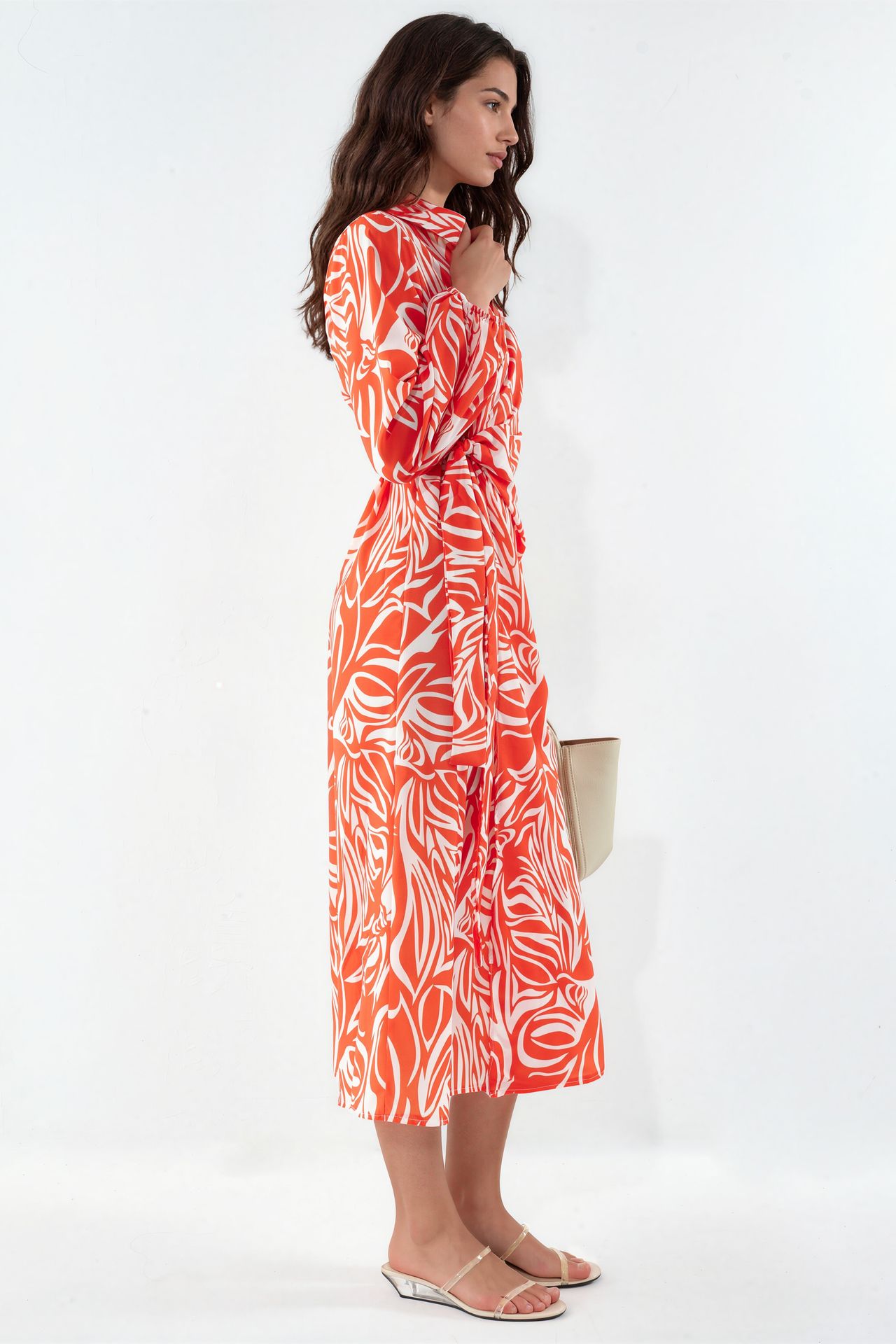 MSN Abstract Print Midi Wrap Dress 5