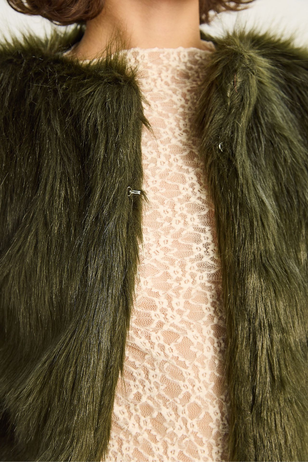 LUCCI Boxy Crop Faux Fur Coat 5