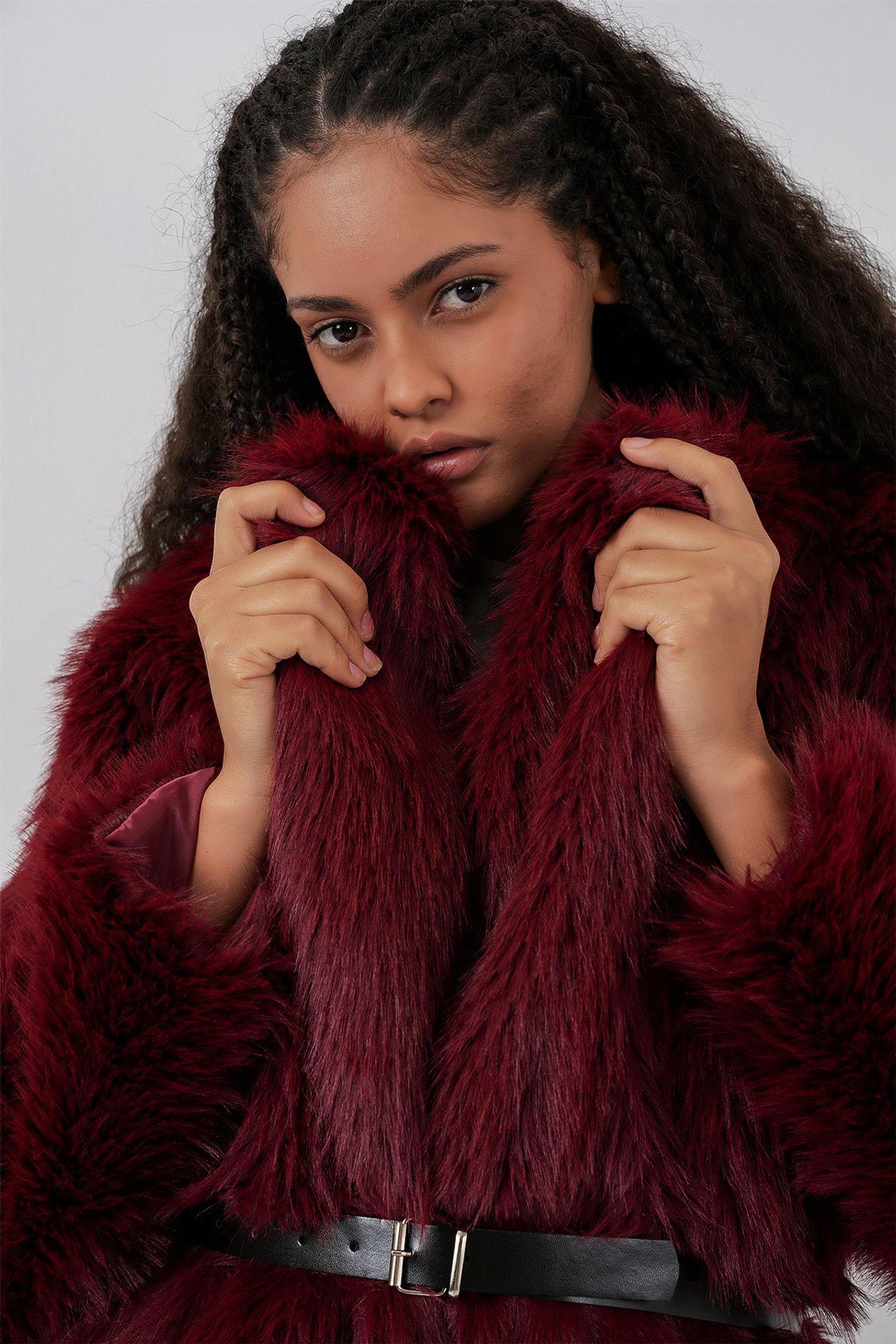 BDART Long Oversized Faux Fur Coat With Belt 8