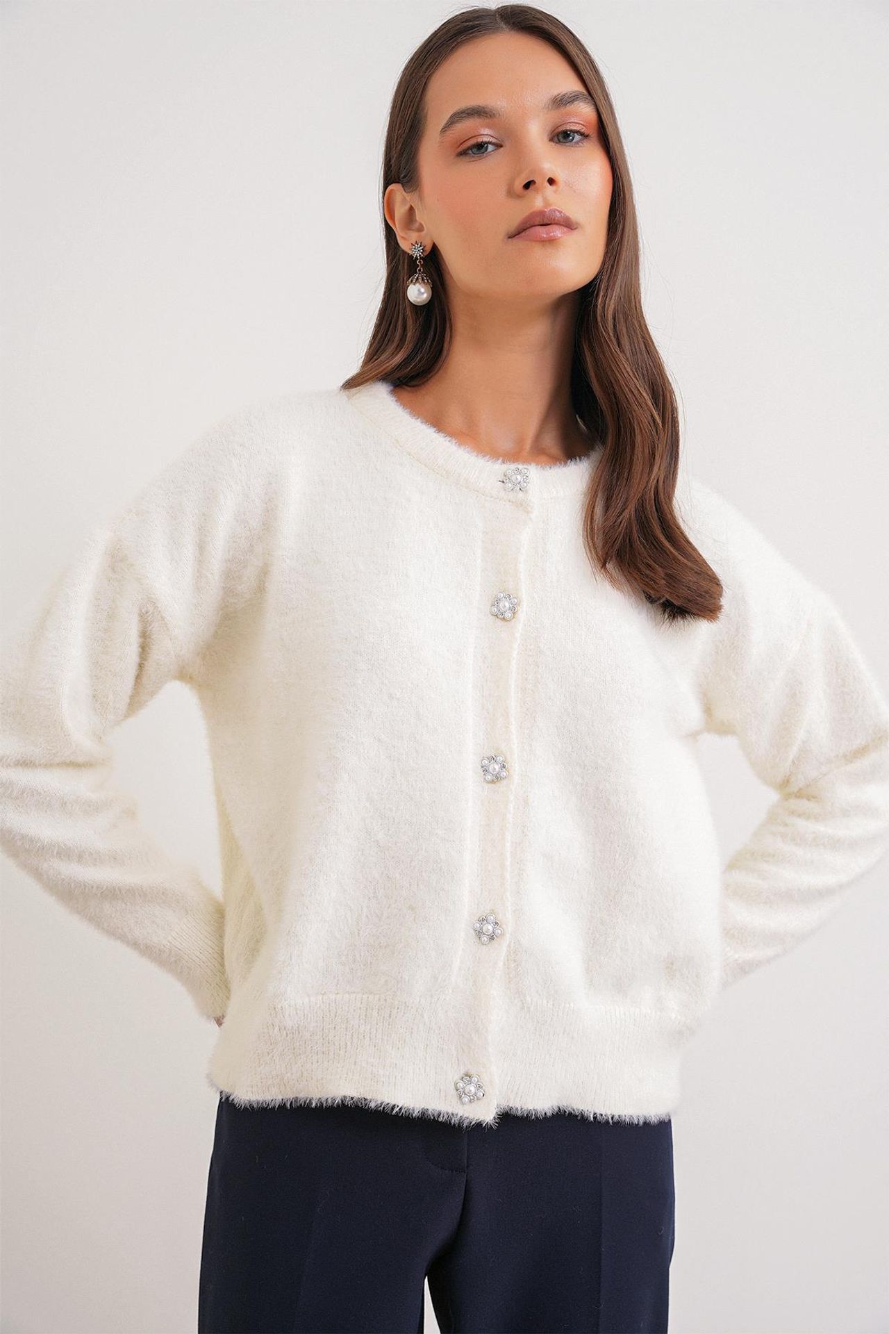 Mixray Oversized Jacquard Button Cardigan 3