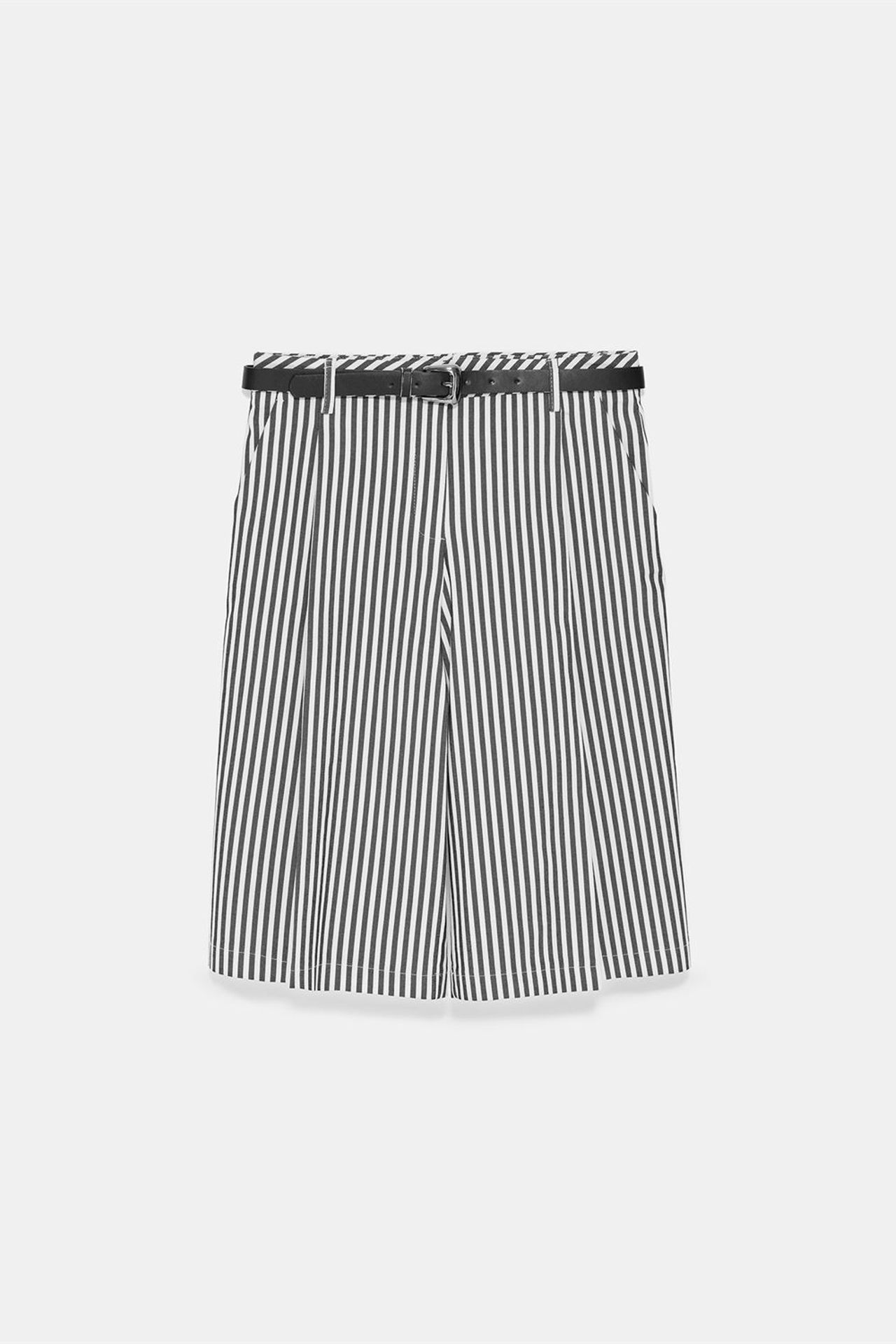 DILVIN Women's High-waist Striped Belted Tailored Shorts 6