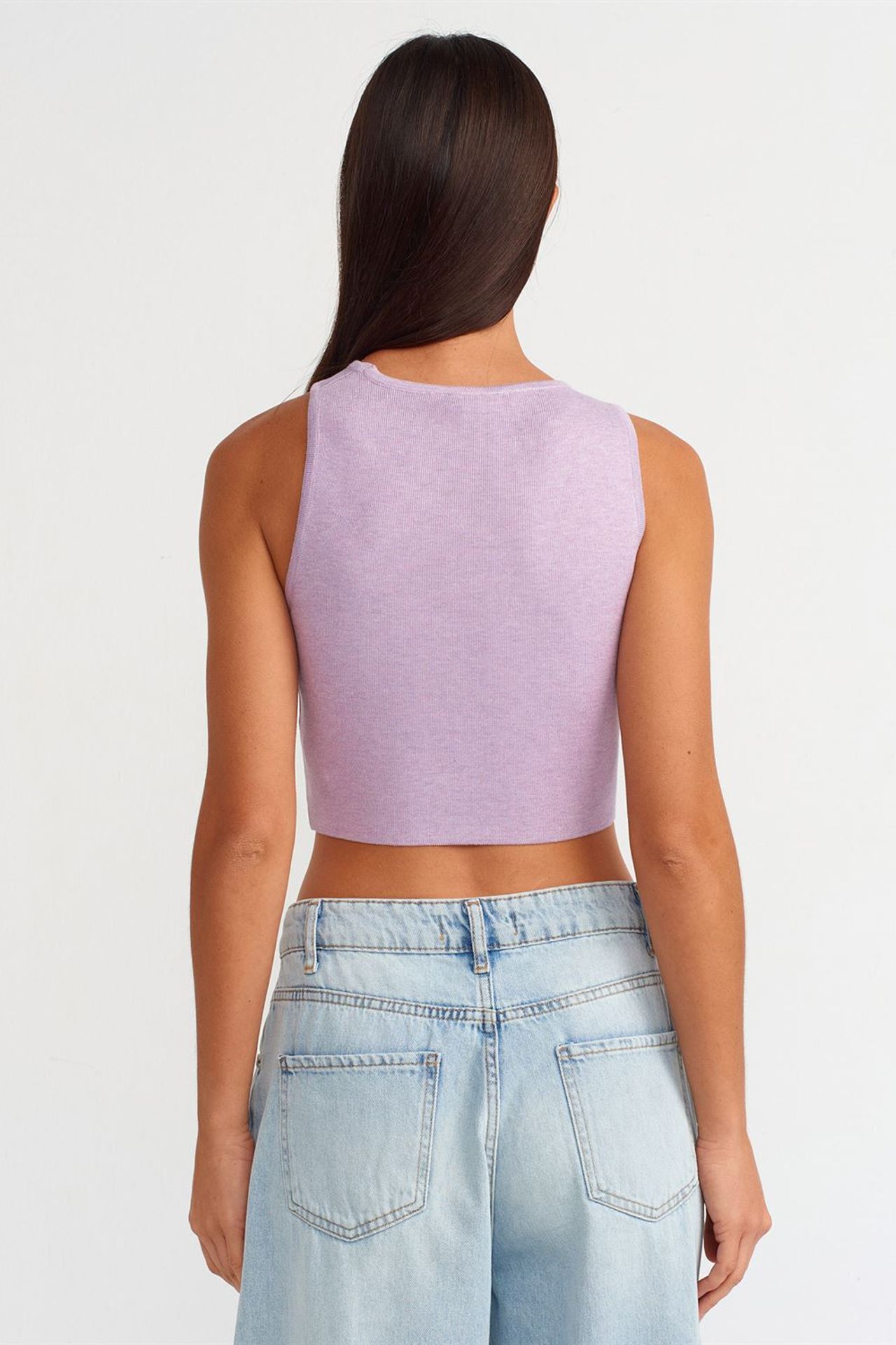 DILVIN Seamless Asymmetrical Crop Knit Top 2
