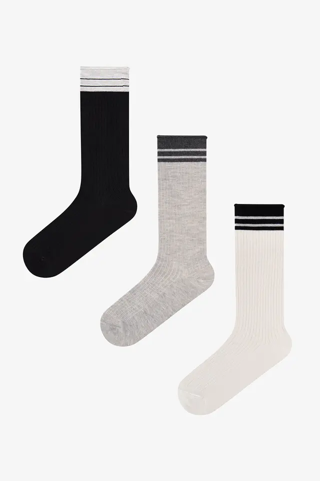 PENTI Urban Striped Cotton Pair Of Crew Socks